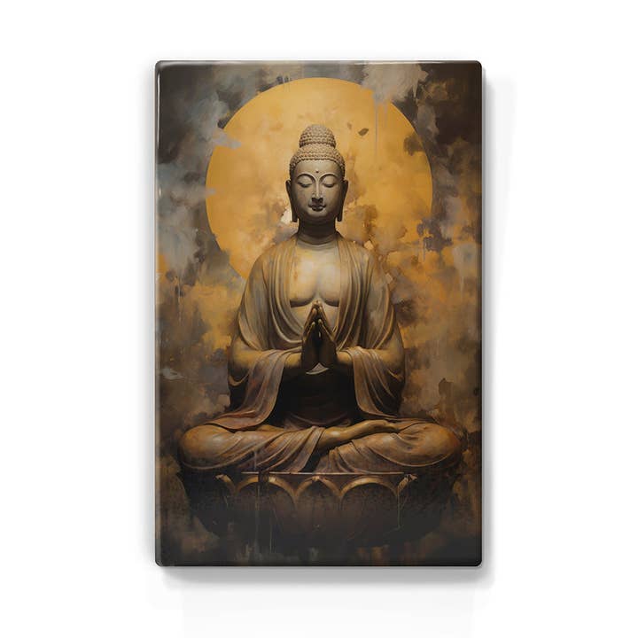 Laqueprint - Venta al por mayor Ilustración - Buda con las manos juntas - Lámina a laqueado - 19,5 x 30 cm - LP505