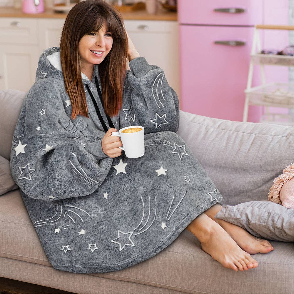 Pavilia - Wholesale Hoodie - Women's - Chest Pocket Sherpa Hoodie Blanket - Patch Pocket (Regular / Long)32