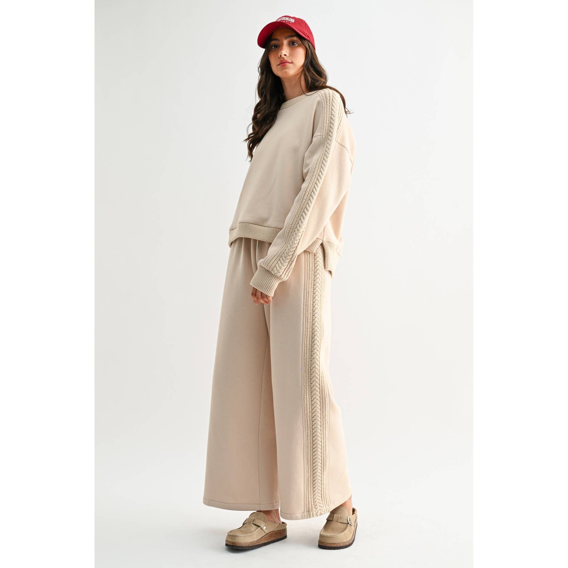 Camellia – wholesale Tops set – Women's – CS10248E CABLE KNIT TRIM OVERSIZED LOUNGE SET9