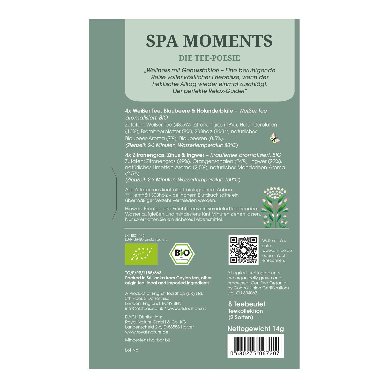 Royal Nature GmbH & Co. KG - Wholesale Tea Bags - ETS - Tea Gift Tea-Poetry "Spa Moments", 8 Tea Bags, ORGANIC2