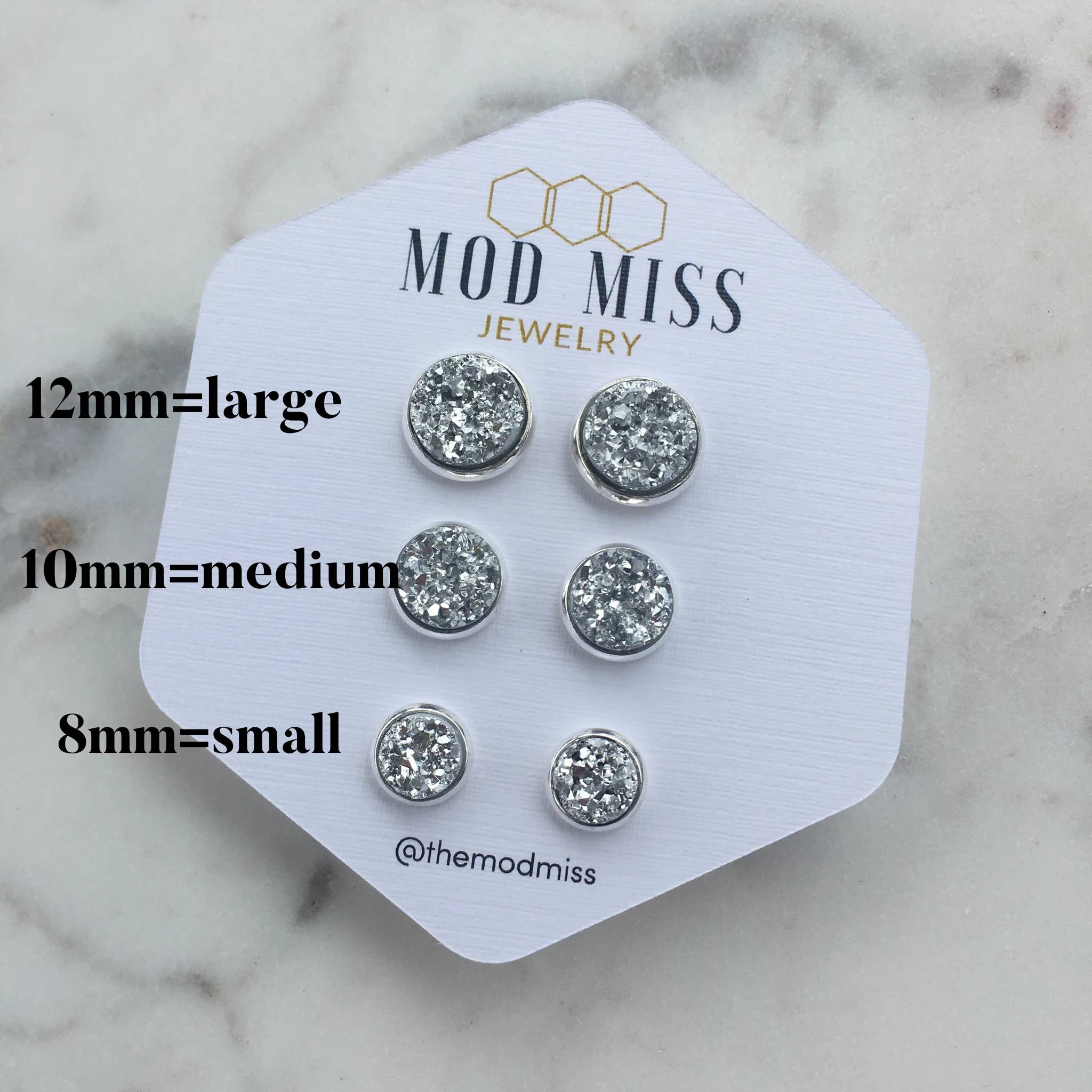 The Mod Miss – Großhandel Ohrstecker – Druzy Ohrstecker „Silber“3