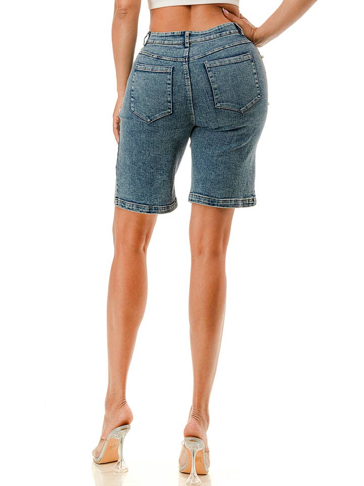SALT - Wholesale Jeans - Women's - (SP3953) Embellished Pearl Cut-Out Shorts