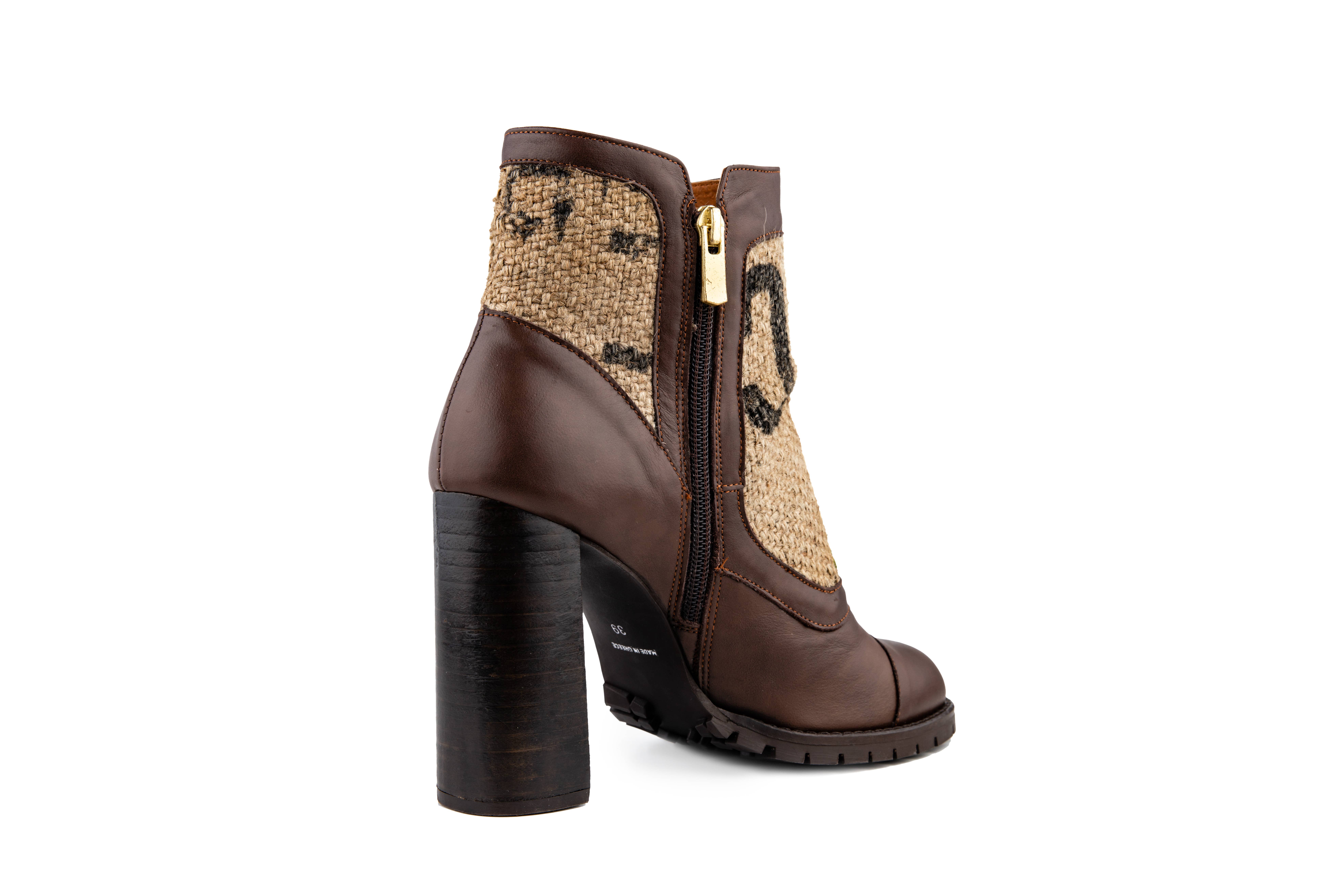 BROWN Coffee Burlap Ankle Boots for wholesale on Faire2