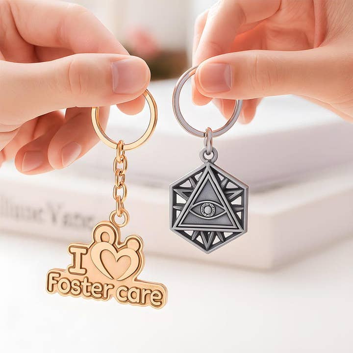 Llavero de metal personalizado con troquelado, llavero vintage para venta al por mayor de GSJJ