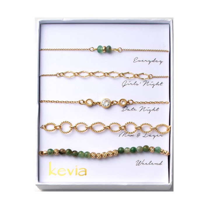 Groene stenen schakelarmbandenset voor wholesale door Kevia