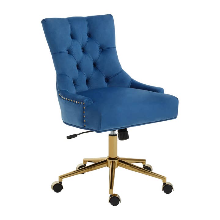 Fifty Five South – wholesale Chair – Anita Blue Velvet Office Chair1