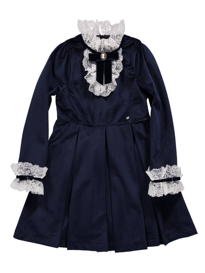 PS23W003002/A Victorian green navy blue dress for wholesale by Piccola Speranza