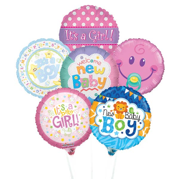 Pre-Inflated Mini Balloons on Sticks - 4 Inch - New Baby for wholesale by Kelli's