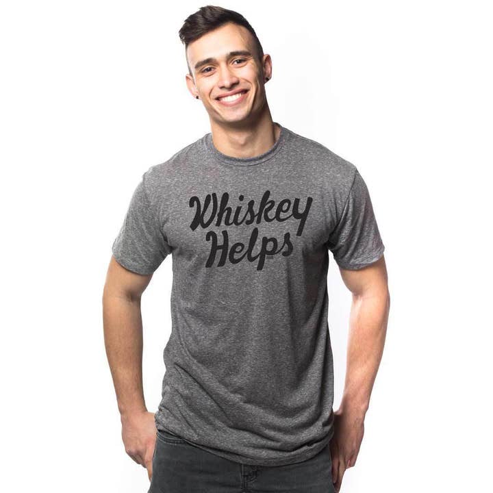 Solid Threads - Wholesale Screen Printed T-Shirt - Unisex - Men's Whiskey Helps T-shirt2