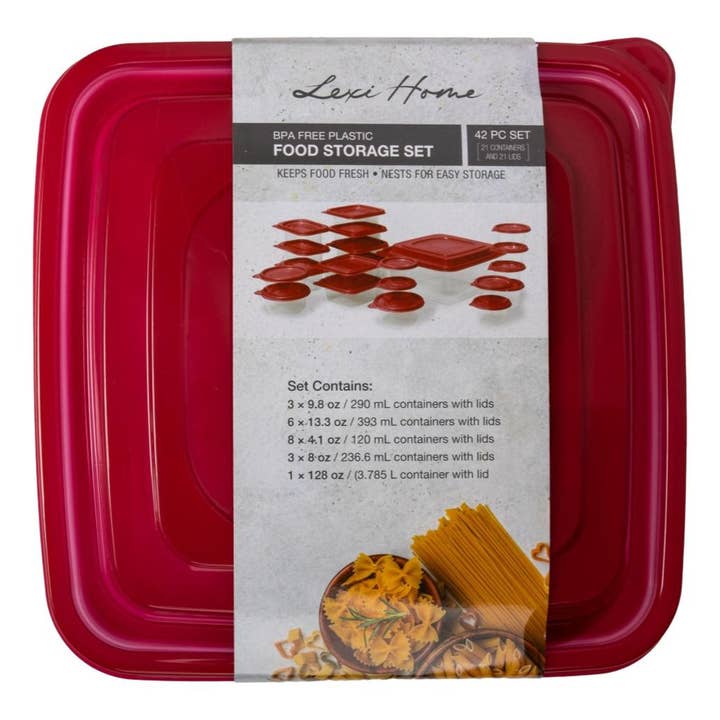 Lexi Home - Wholesale Food Storage Container - Lexi Home 42-Piece Nested Plastic Food Storage Container Set