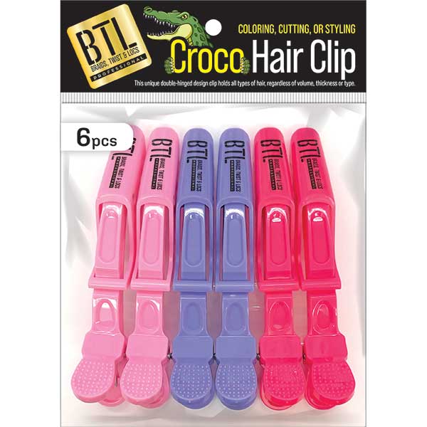Majestic Wholesale - Vente Pince à cheveux – femme - PINCE À CHEVEUX CROCO BTL NOIR/COULEURS ASSORTIES (6PCS)
