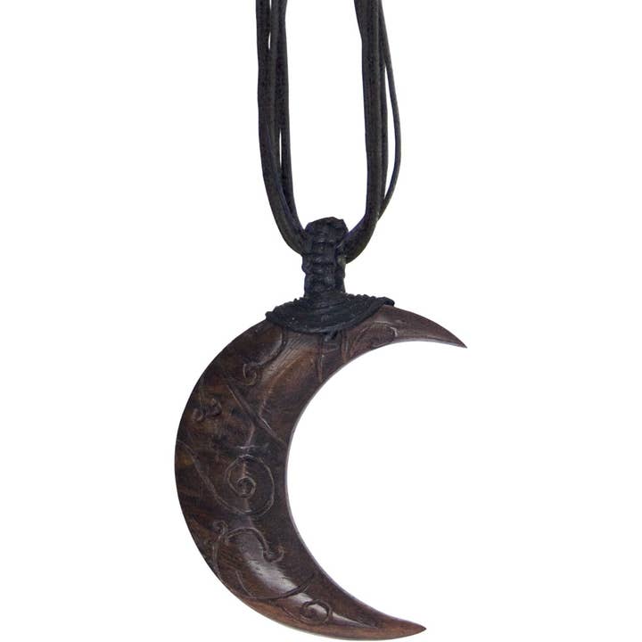 Pendentif en bois unisexe avec cordon noir - Lune (chacun) pour la vente par Kheops International