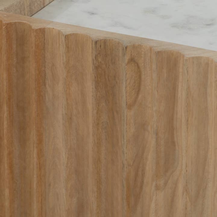 Sagebrook Home - Wholesale Side Table - Wood/marble, 69"l 4-door Fluted Sideboard, Natural