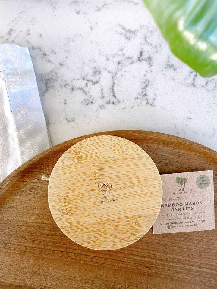 Wide Solid Bamboo Mason Jar Lids for wholesale by Me Mother Earth