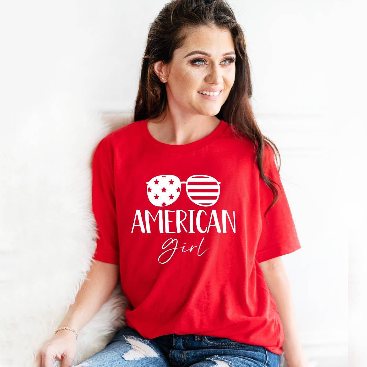 Viv&Lou - Wholesale Screen Printed T-Shirt - Women's - American Girl T-Shirt1