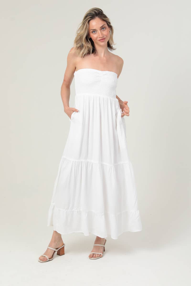 ANGIE - Vente Robe – femme - C4F13-ASIS ROBE LONGUE BUSTIER À BODICE FRONCÉ EN FORME DE CŒUR10