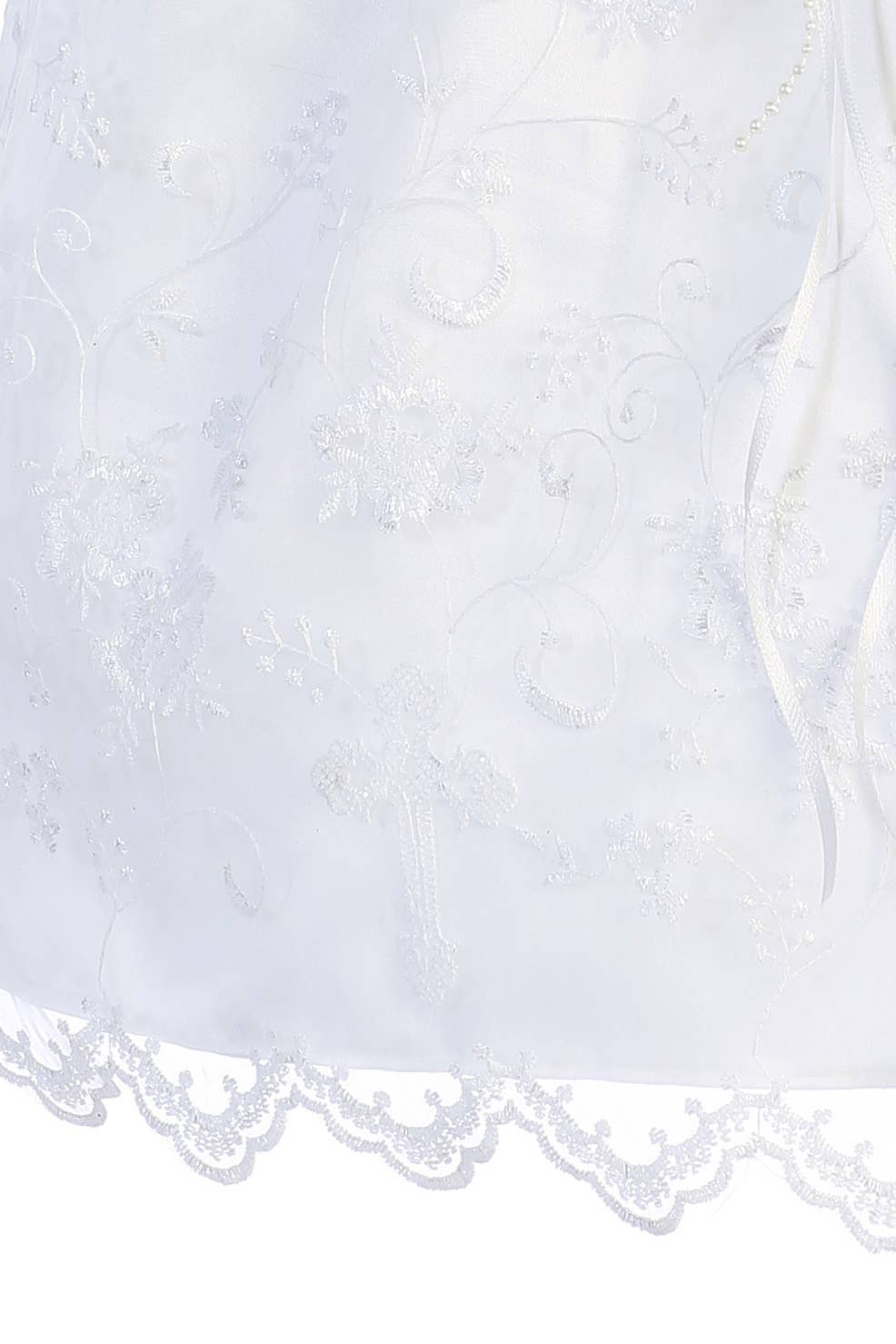 White Cross Embroidered Christening Baby Gown with Matching Bonnet for wholesale on Faire3