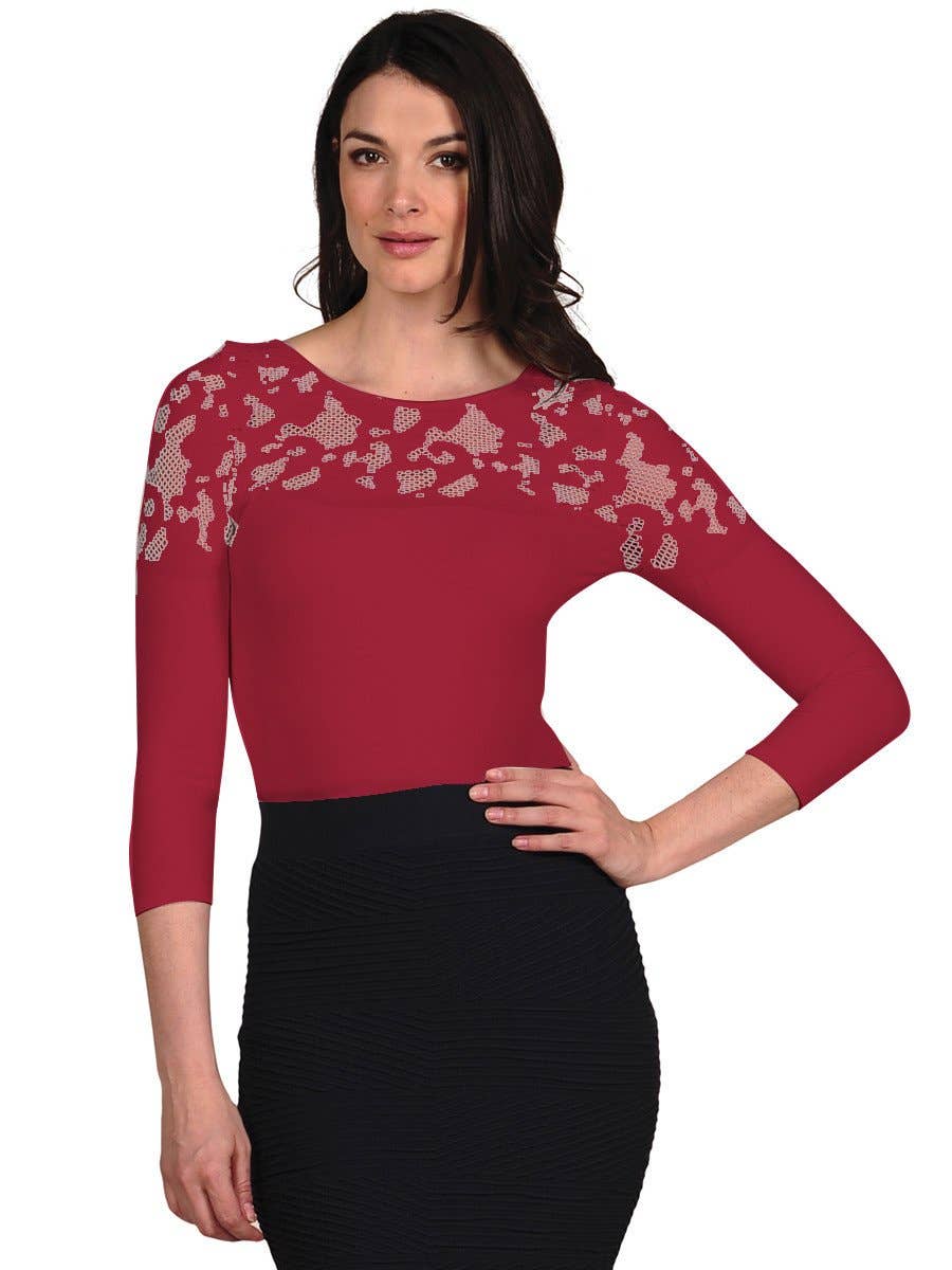 TINA Stephens Italy/Tees By Tina - Wholesale Knit Top - Women's - Crochet 3/4 Sleeve Top (503Q)5