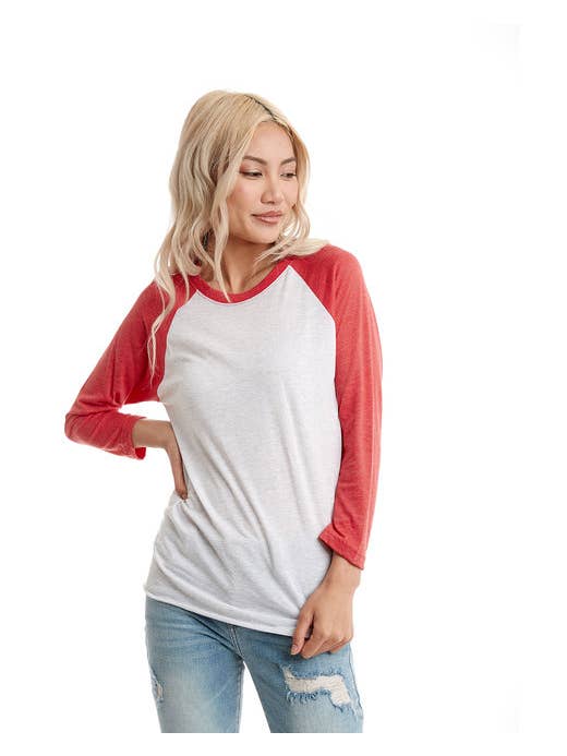 Total Apparel - Wholesale T-Shirt - Women's - Next Level 6051 - Unisex Triblend 3/4-Sleeve Raglan