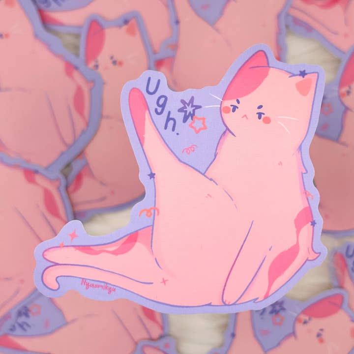 Autocollant Chat Ugh pour la vente par Nyaomikyu