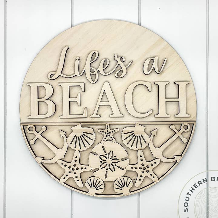 Life's A Beach 3D Round Blank for wholesale by Southern Birch Company