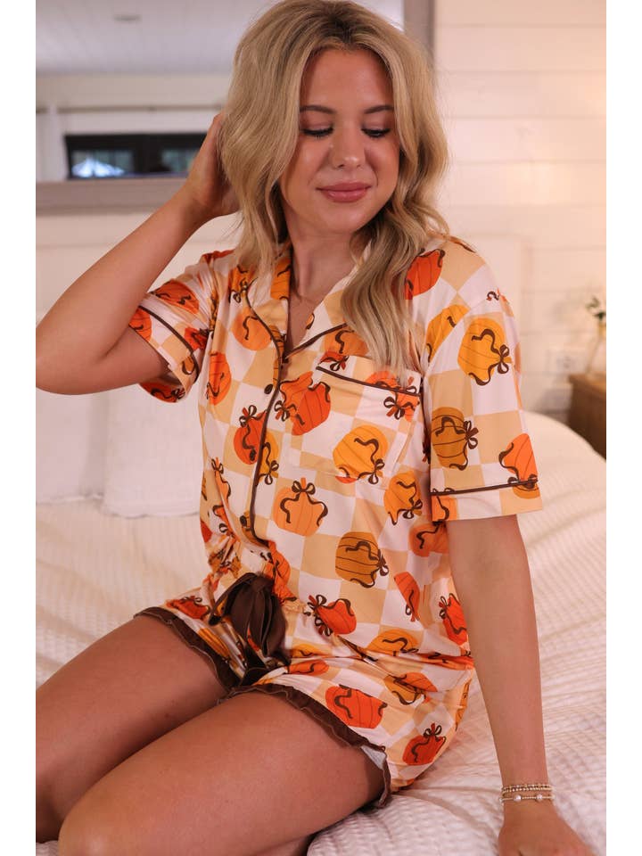 Green Harvest Hues Ruffle Pajama Set for wholesale on Faire15