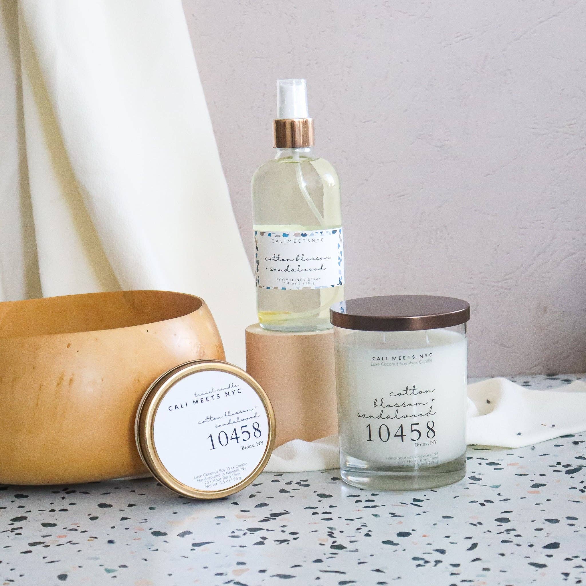 Cali Meets NYC - Wholesale Travel Candles - 10458, Cotton Blossom + Sandalwood Coconut Soy Candle Tin3