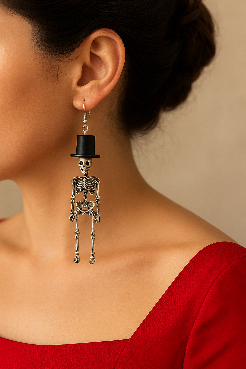 Wild & Free - Wholesale Dangle earrings - Asymmetrical Human Skeleton Pair Earrings3