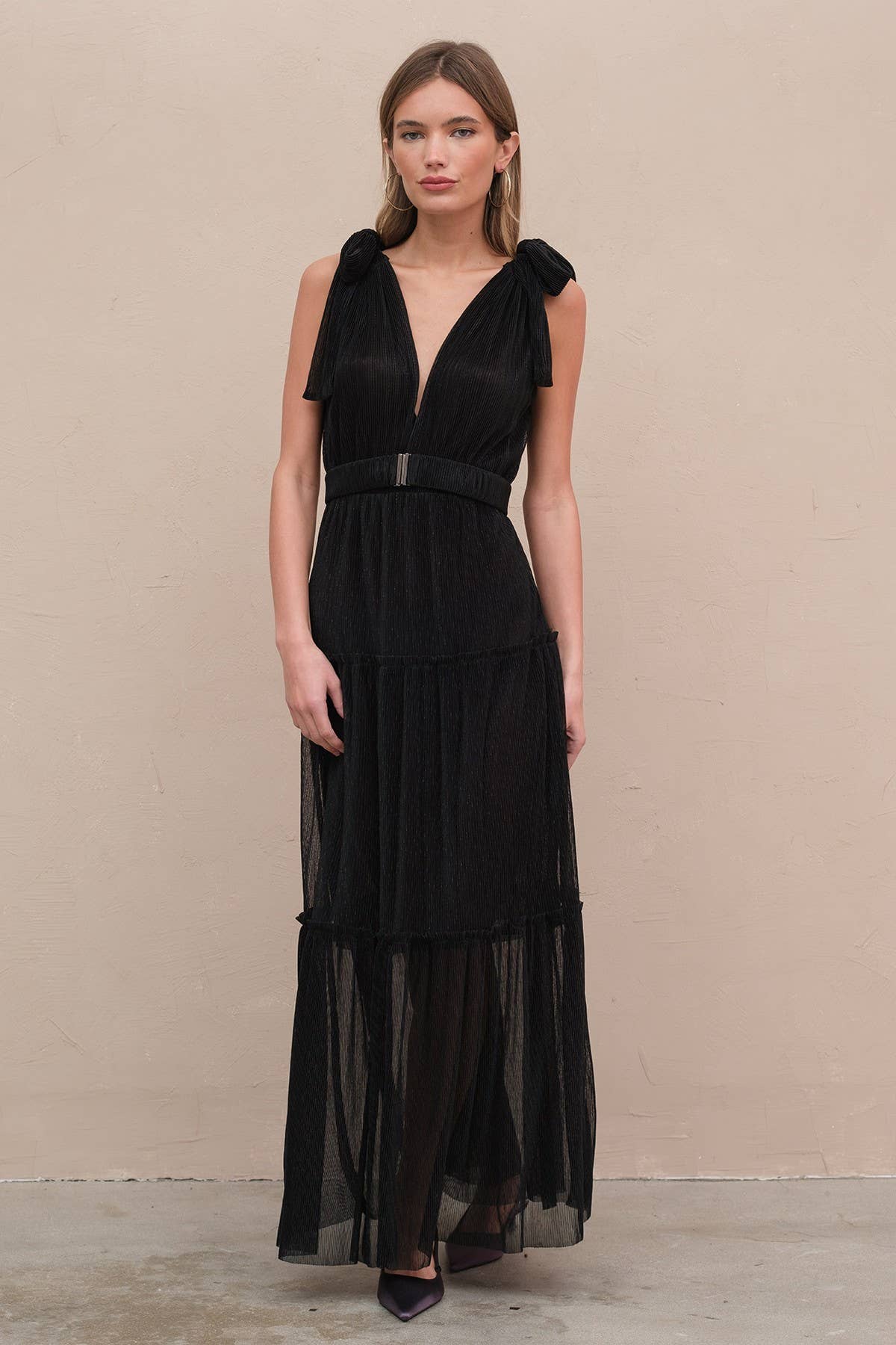 Black Lurex Pleats Dress - RD1019 for wholesale on Faire2