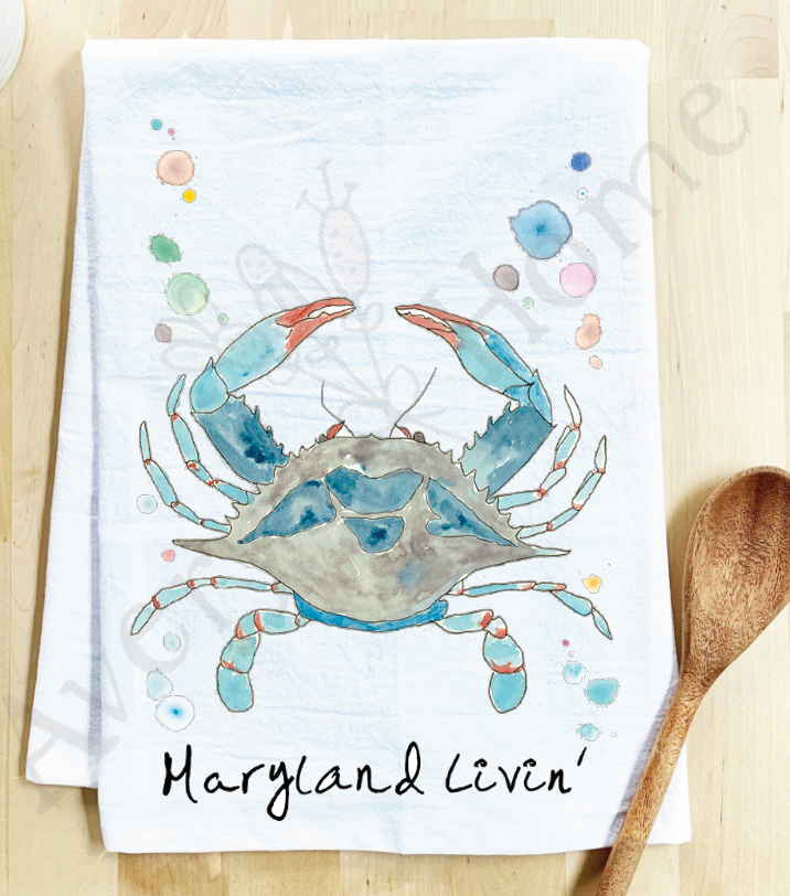 Avery's Home - Wholesale Tea Towel - Blue Crab Ocean Customizable Coastal Tea Towel21