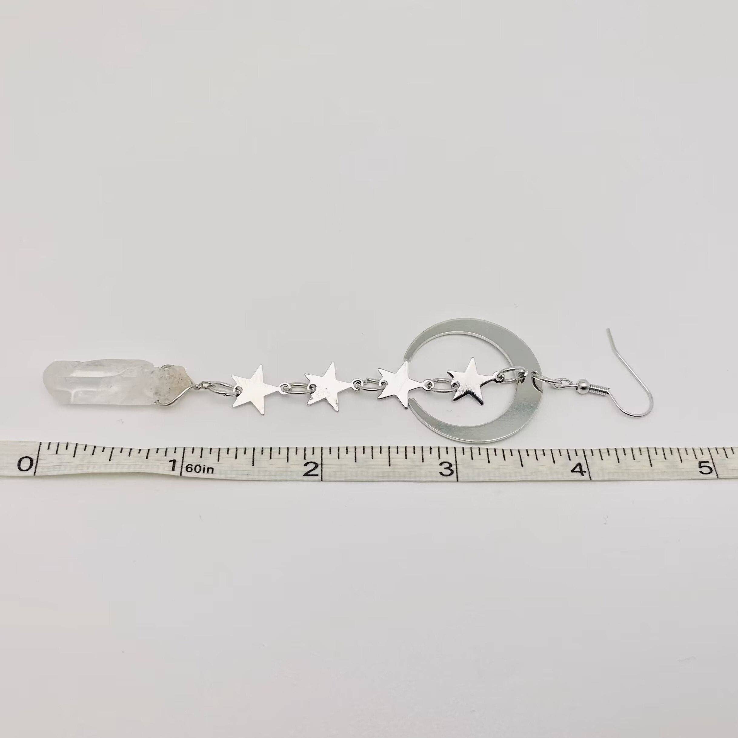 Mio Queena – wholesale Hängande örhängen – Silverstjärna måne vit kristall hängande örhängen - MS2