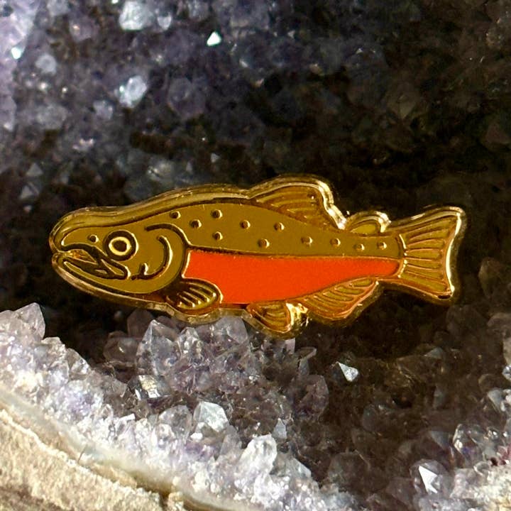Coho Salmon Tiny Enamel Pin for wholesale by Fossil Forager