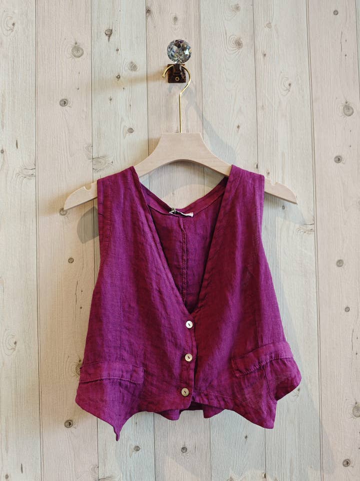 Linen & More - Wholesale Outerwear Vest - Women's - REF 6454 100% LINEN VEST