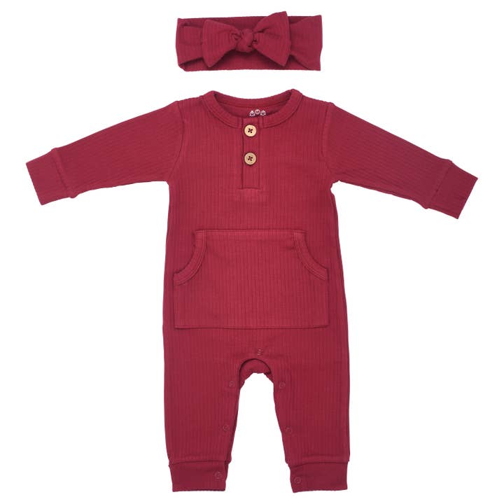 Three Little Tots - Wholesale Jumpsuit - Baby - Baby Ribbed Playsuit with Pockets and Bow37