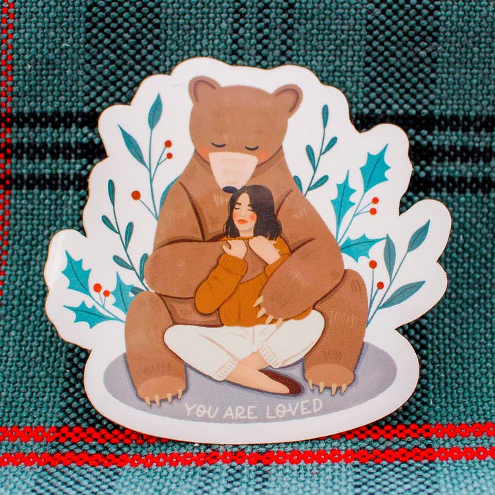 You Are Loved - Bear Hug Sticker for wholesale by Julia Kestner Designs