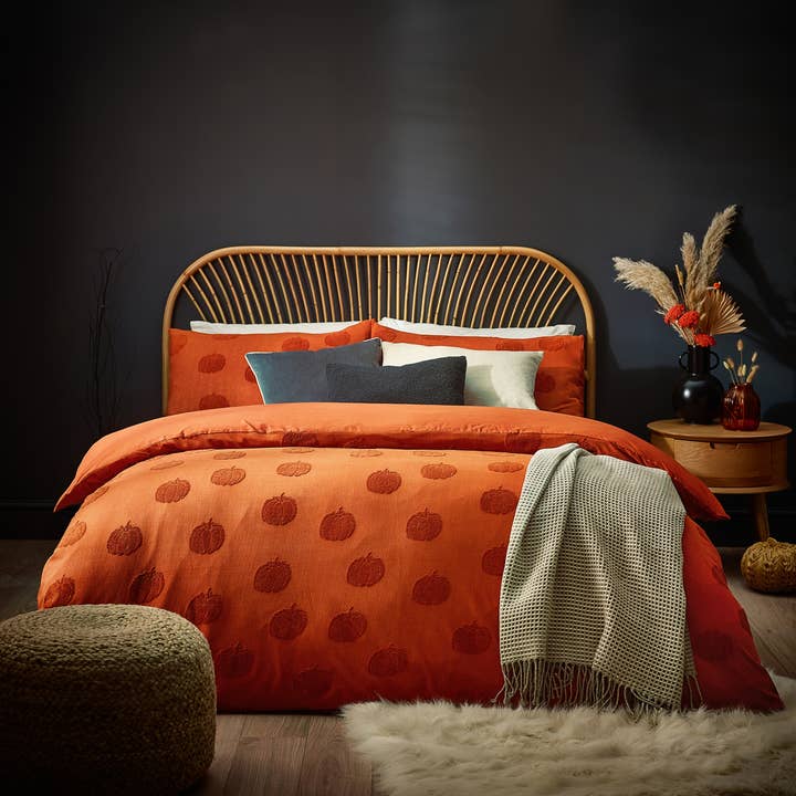 Pumpkin Tufted Halloween Duvet Cover Set Spice for wholesale by Riva Home
