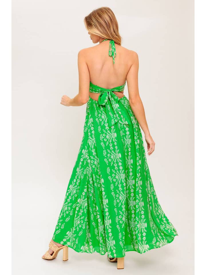 Green A printed woven maxi dress - ID22377 for wholesale on Faire