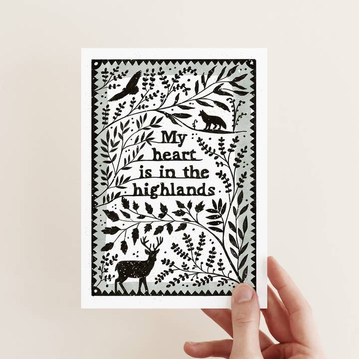 My Heart is in the Highlands Card for wholesale by Juniper Press