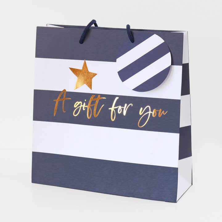 Belly Button Designs - Wholesale Gift Bag - Blue Stripe Medium Gift Bag0