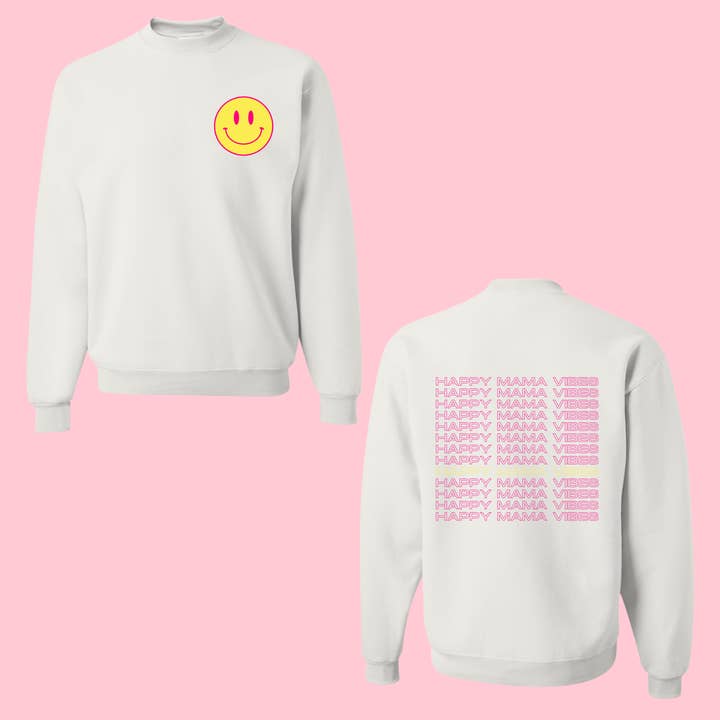 Happy Mama Vibes White Pullover for wholesale by NASTIK