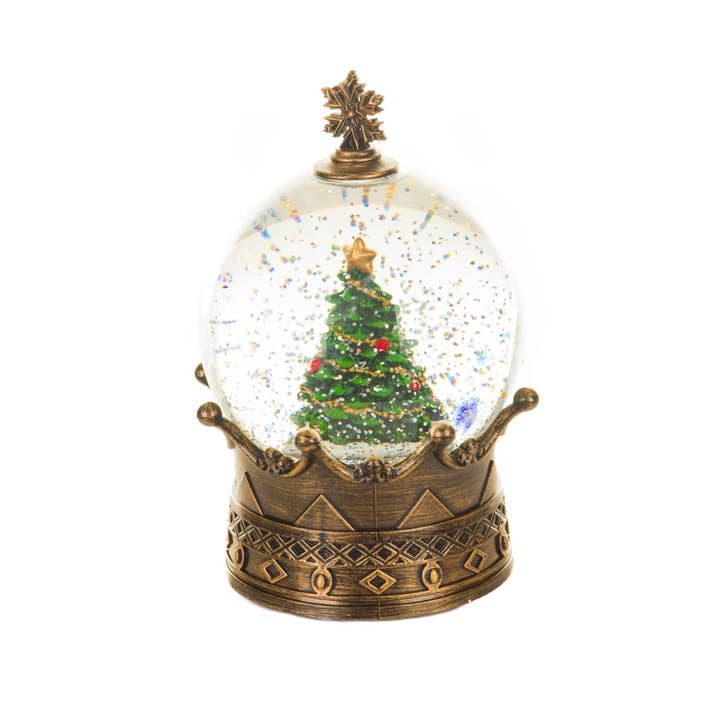 Starlight Collection - Wholesale Snow Globe - Brass LED Christmas Tree Snow Globe with Crown