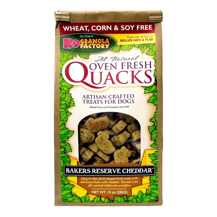 K9 Granola Factory - Wholesale Pet Treats - Dog - Quacks, Bakers Reserve Cheddar Recipe Dog Treats, 10oz