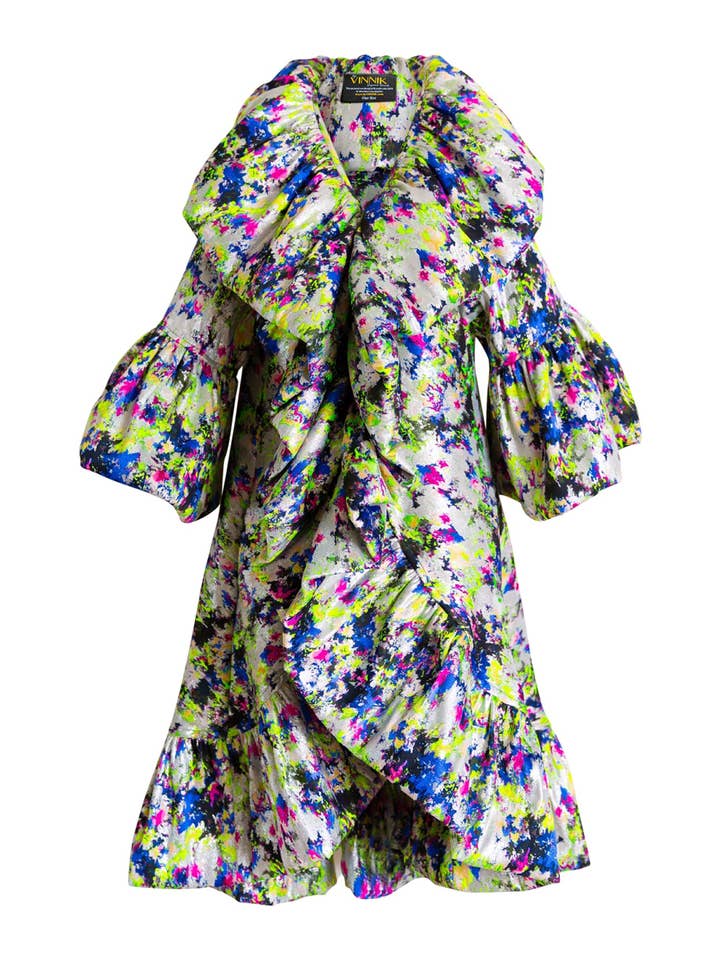 Ruffle Jacquard Manhattan Opera Coat in "The Merry Widow" for wholesale by byVINNIK