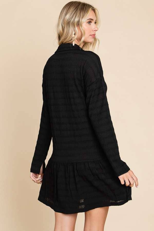 Culture Code - Wholesale Dress - Women's - CJD1880L - LSLV BUTTON DOWN TIERED TUNIC SHIRT3