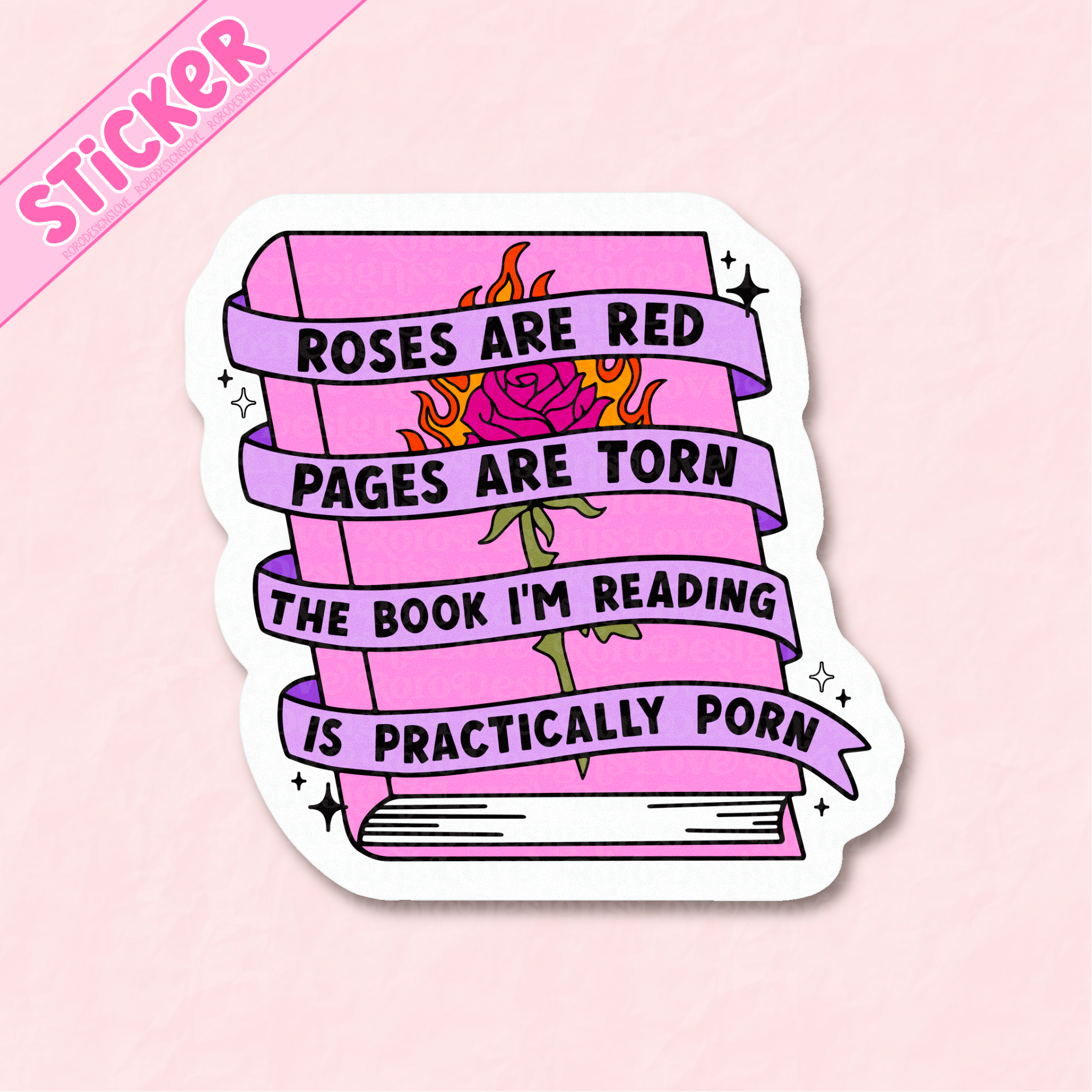 RoroDesignsLove - Vente Autocollant - Les roses sont des autocollants rouges, le livre que je lis est plein d'autocollants5