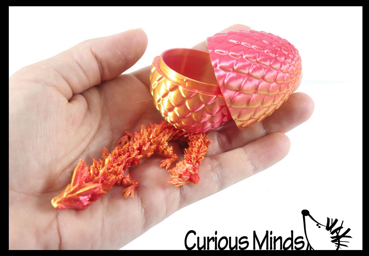 Curious Minds Toys - Wholesale Fidget Toy - Kids - 1 Mini 3D Printed Dragon in Egg Wiggle Articulated Jointed M1