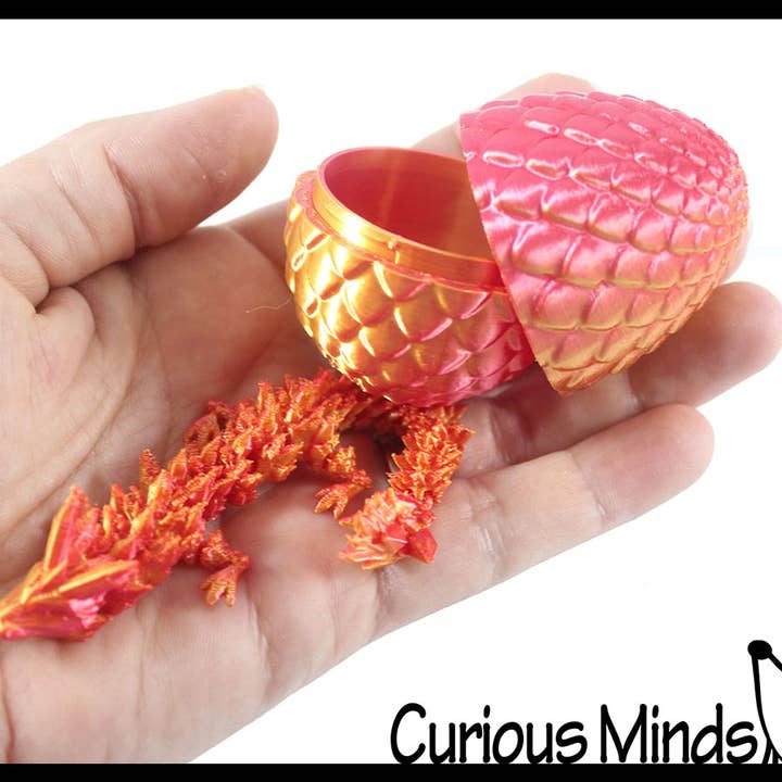 Curious Minds Toys - Wholesale Fidget toy – Kids - 1 Mini 3D Printed Dragon in Egg Wiggle Articulated Jointed M1