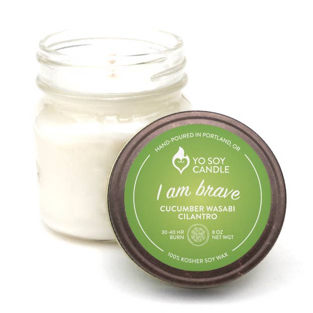 Yo Soy Candle - Wholesale Jar/Filled Candle - I AM BRAVE : Cucumber Wasabi Cilantro Soy Candle3