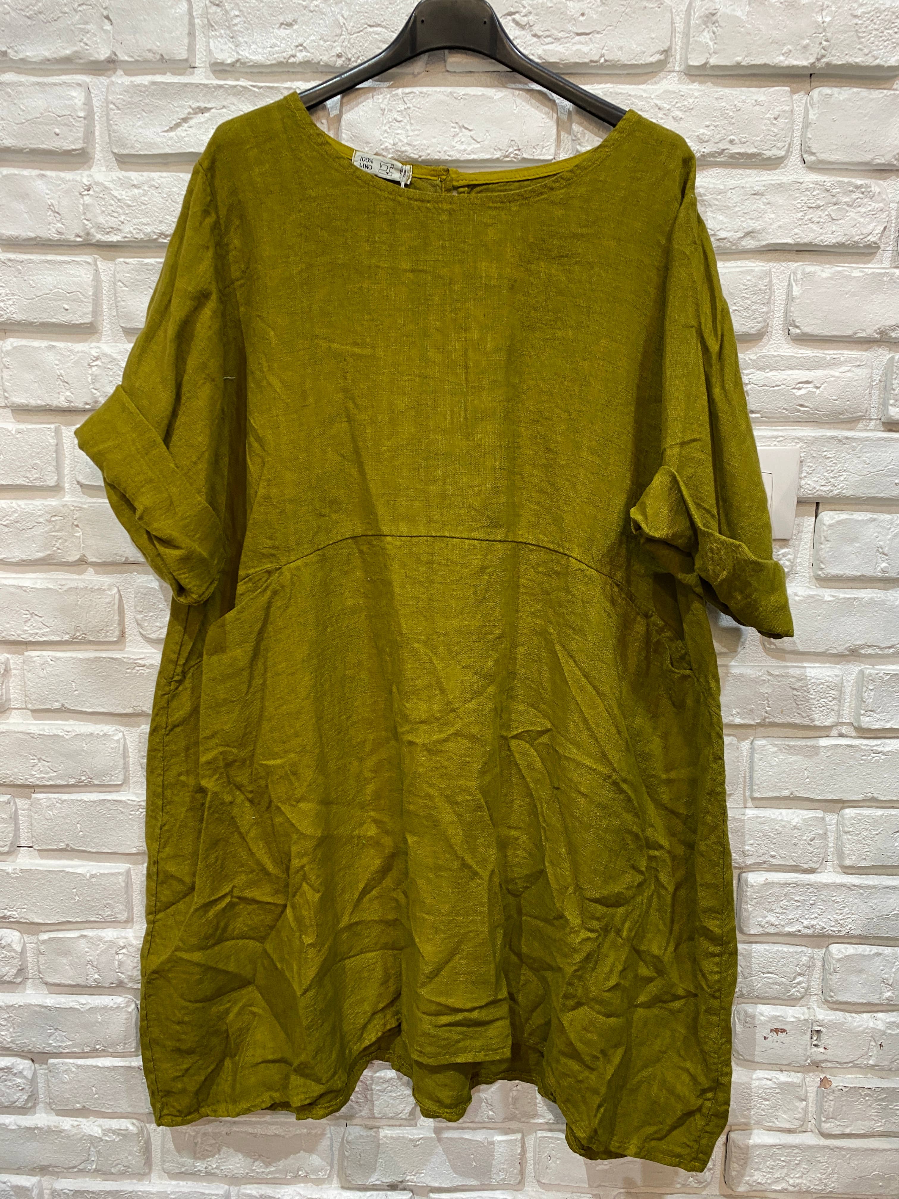 la maison des fibres naturelles – Engroshandel Kjole - Dame – Kort hørkjole med rund hals i 100 % hør 671958