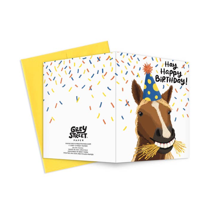 Grey Street Paper - Venta al por mayor Tarjetas de cumpleaños - Tarjeta de felicitación de cumpleaños de Hay Horse2